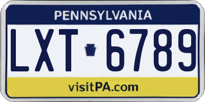 PA license plate LXT6789