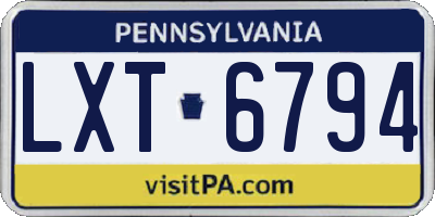 PA license plate LXT6794