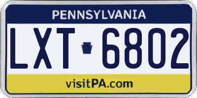 PA license plate LXT6802