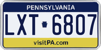 PA license plate LXT6807