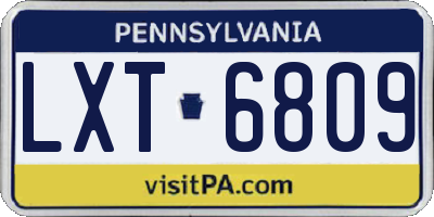 PA license plate LXT6809
