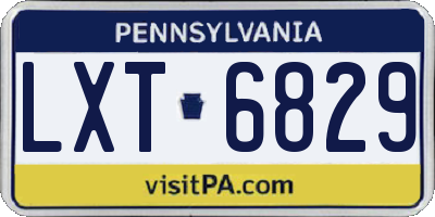 PA license plate LXT6829