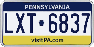 PA license plate LXT6837