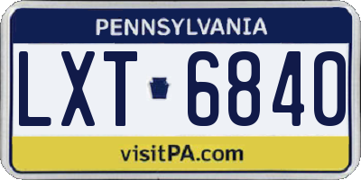 PA license plate LXT6840