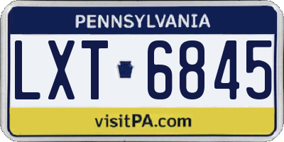 PA license plate LXT6845