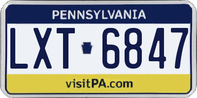 PA license plate LXT6847