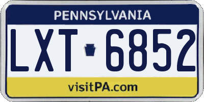 PA license plate LXT6852