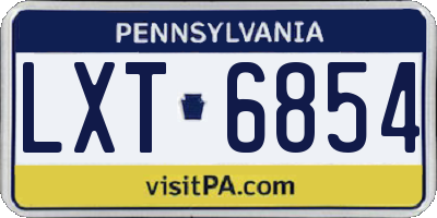 PA license plate LXT6854