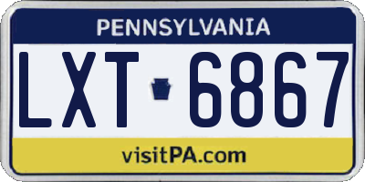 PA license plate LXT6867