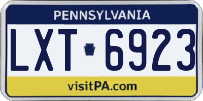 PA license plate LXT6923