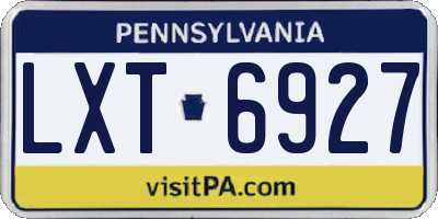PA license plate LXT6927
