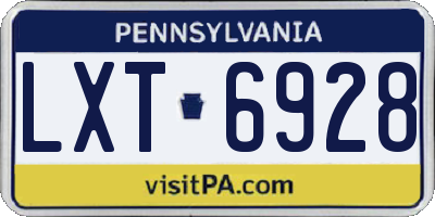 PA license plate LXT6928