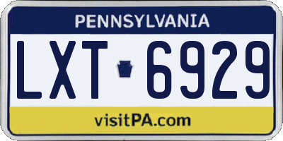 PA license plate LXT6929