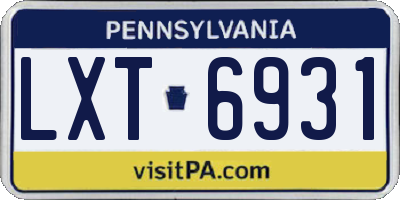 PA license plate LXT6931