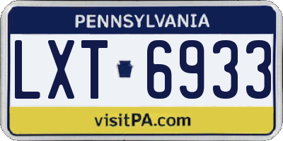 PA license plate LXT6933