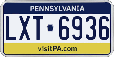 PA license plate LXT6936