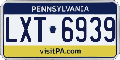 PA license plate LXT6939