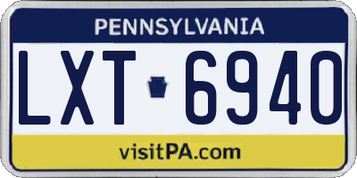 PA license plate LXT6940