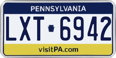 PA license plate LXT6942