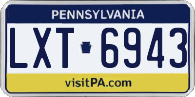 PA license plate LXT6943