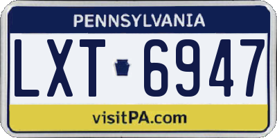 PA license plate LXT6947