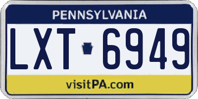 PA license plate LXT6949