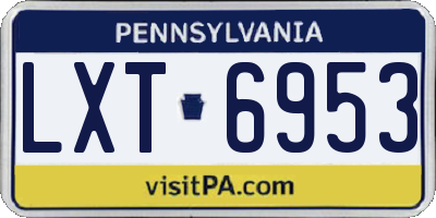 PA license plate LXT6953