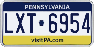 PA license plate LXT6954
