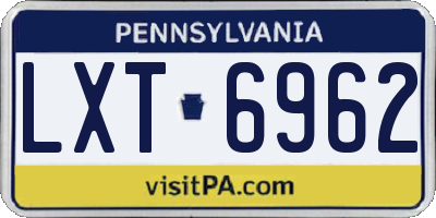 PA license plate LXT6962