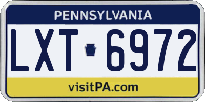 PA license plate LXT6972