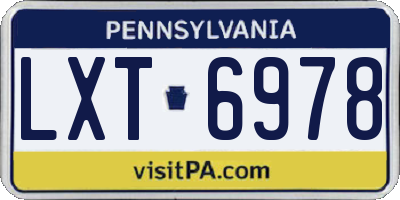 PA license plate LXT6978