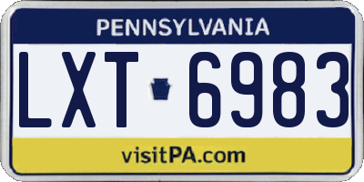 PA license plate LXT6983