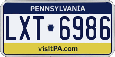 PA license plate LXT6986