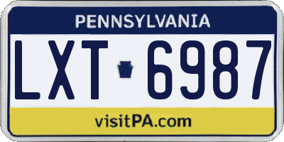 PA license plate LXT6987