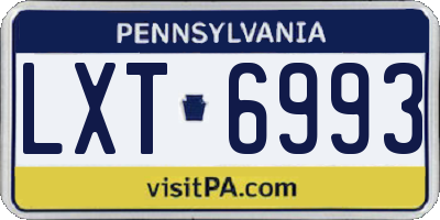 PA license plate LXT6993