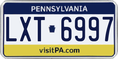 PA license plate LXT6997