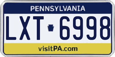 PA license plate LXT6998