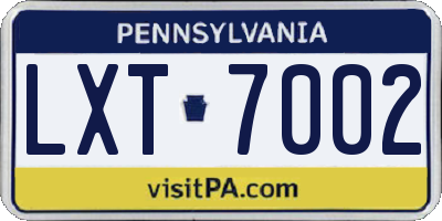 PA license plate LXT7002