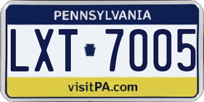 PA license plate LXT7005