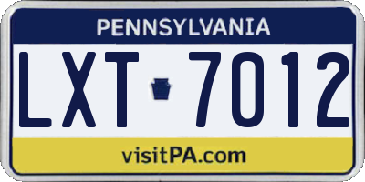 PA license plate LXT7012