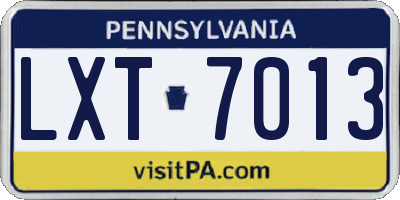 PA license plate LXT7013