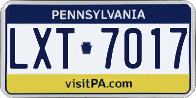 PA license plate LXT7017