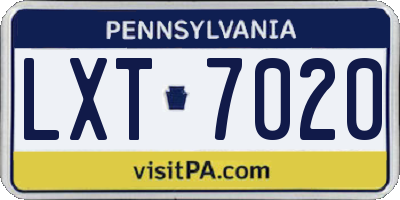 PA license plate LXT7020