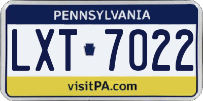 PA license plate LXT7022