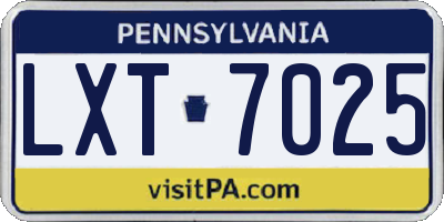 PA license plate LXT7025