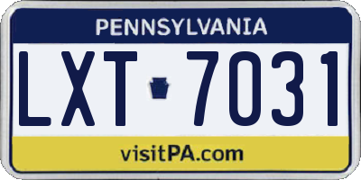 PA license plate LXT7031