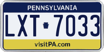 PA license plate LXT7033