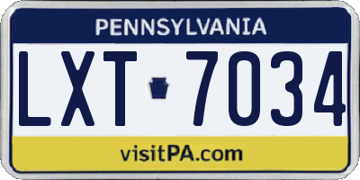 PA license plate LXT7034