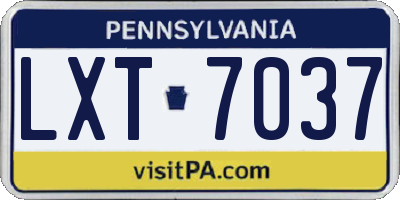 PA license plate LXT7037