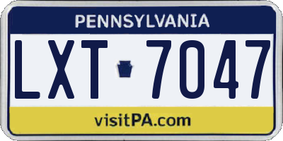 PA license plate LXT7047